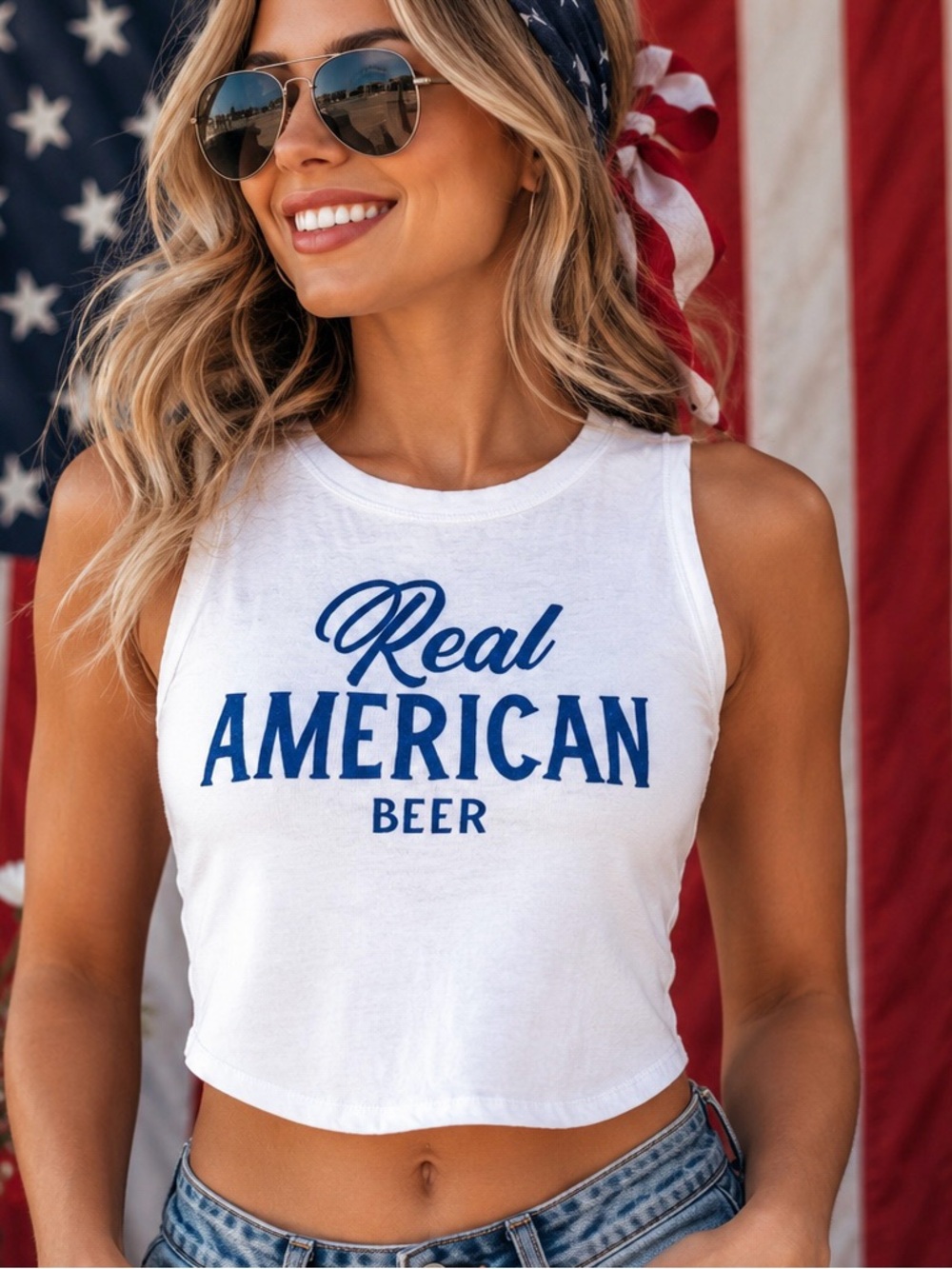 Hulk Hogan Real American Beer Patriotic crop top RARE